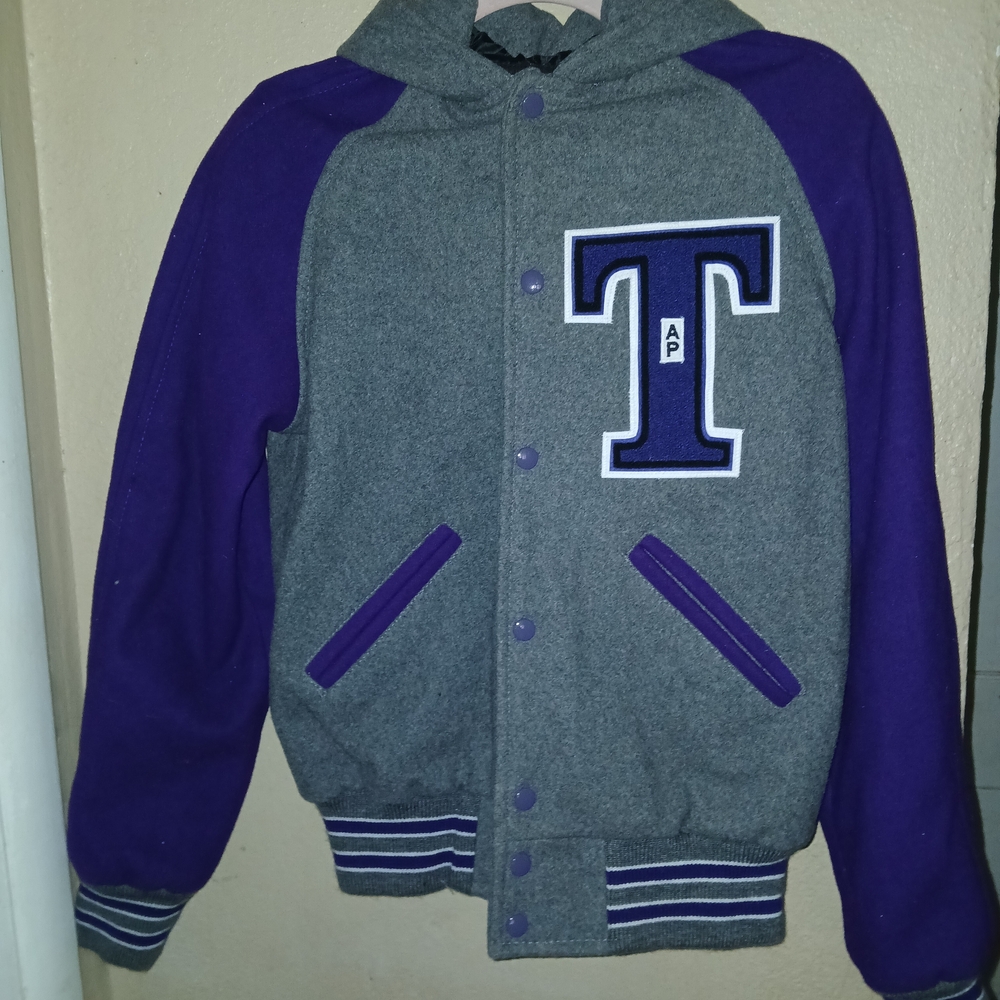 Gray and Purple Varsity Jacket